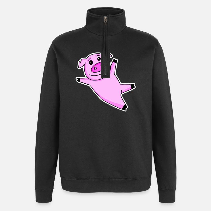 Schwein Niedlich - Quarter-Zip-Sweatshirt - Schwarz