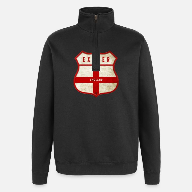 Exeter England Wappen - Quarter-Zip-Sweatshirt - Schwarz