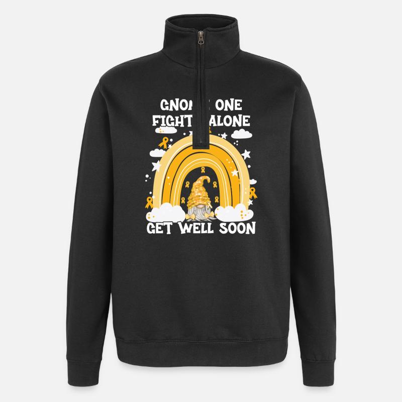 Gnome One Fights Alone Kinderkrebs - Quarter-Zip-Sweatshirt - Schwarz