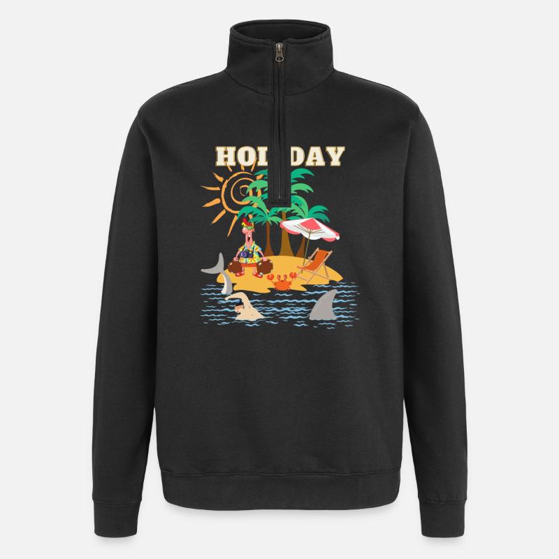 ART de vacances - Sweat à zip 1/4 - noir