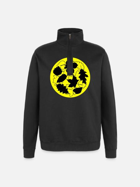 Autumn Circle Leaves - Quarter-Zip Sweatshirt - black