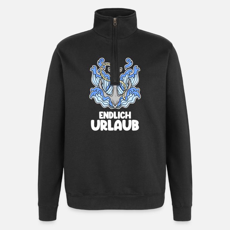 Urlaub - Quarter-Zip-Sweatshirt - Schwarz
