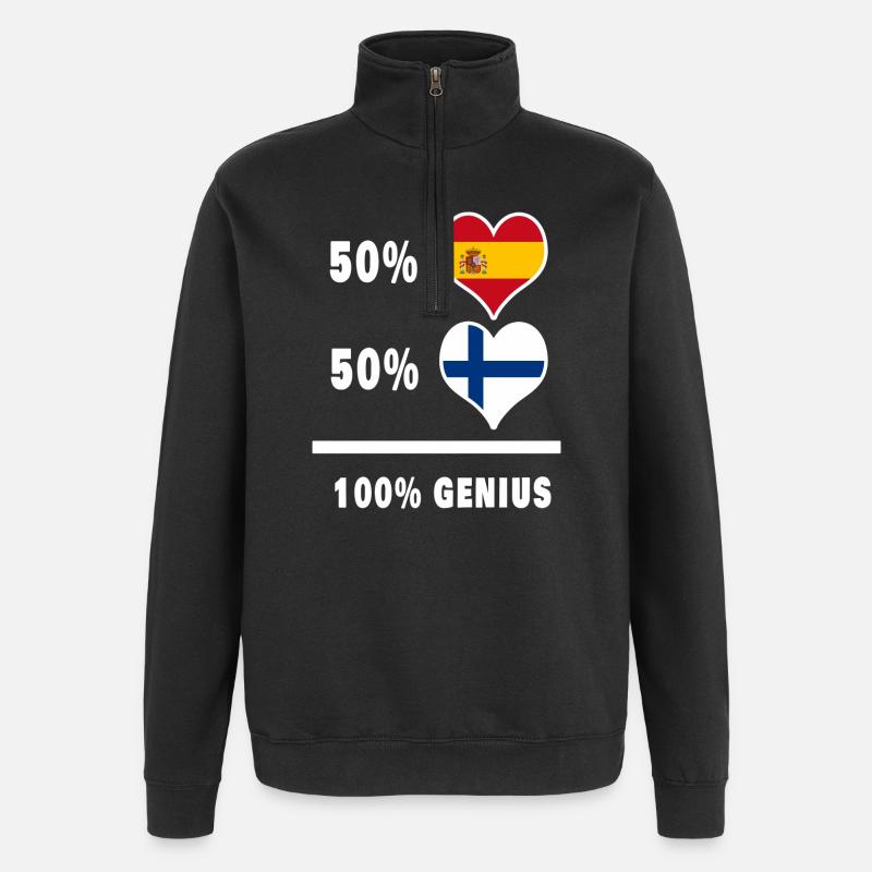 Finland and Spain genius / gift - Quarter-Zip Sweatshirt - black