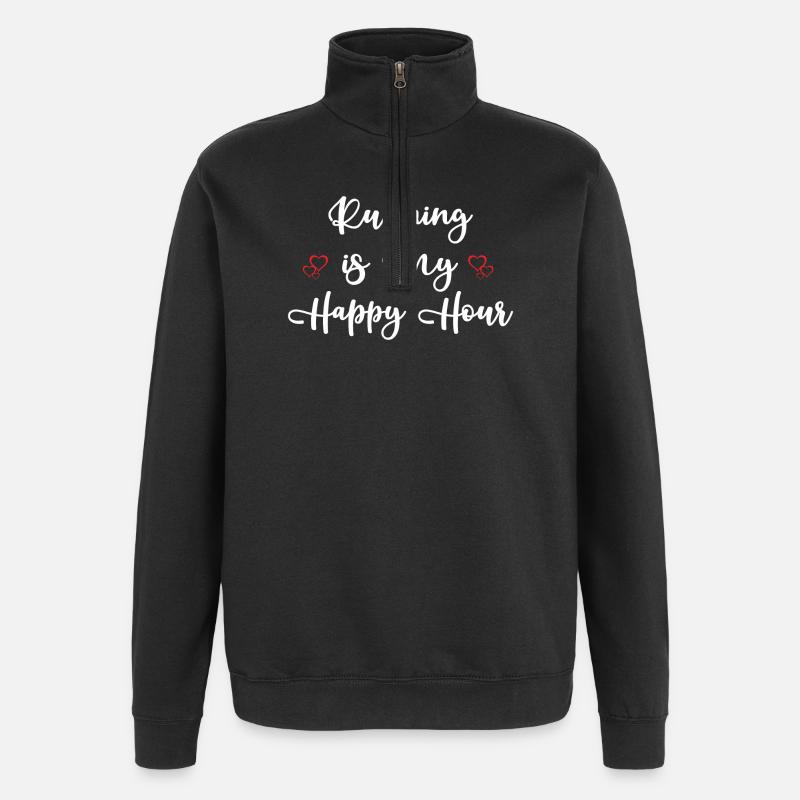 Courir est mon Happy Hour - Sweat à zip 1/4 - noir