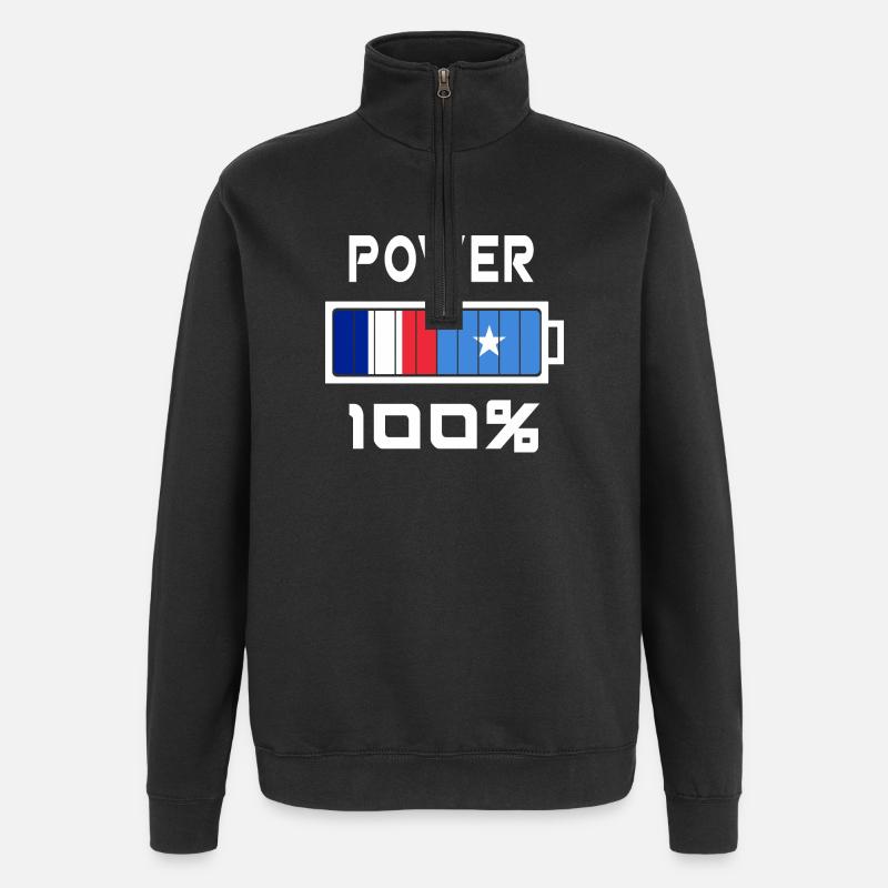 Somalia und Frankreich Power 100% - Quarter-Zip-Sweatshirt - Schwarz