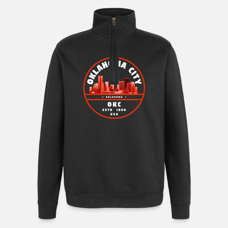 Oklahoma City Skyline Abzeichen - Quarter-Zip-Sweatshirt - Schwarz