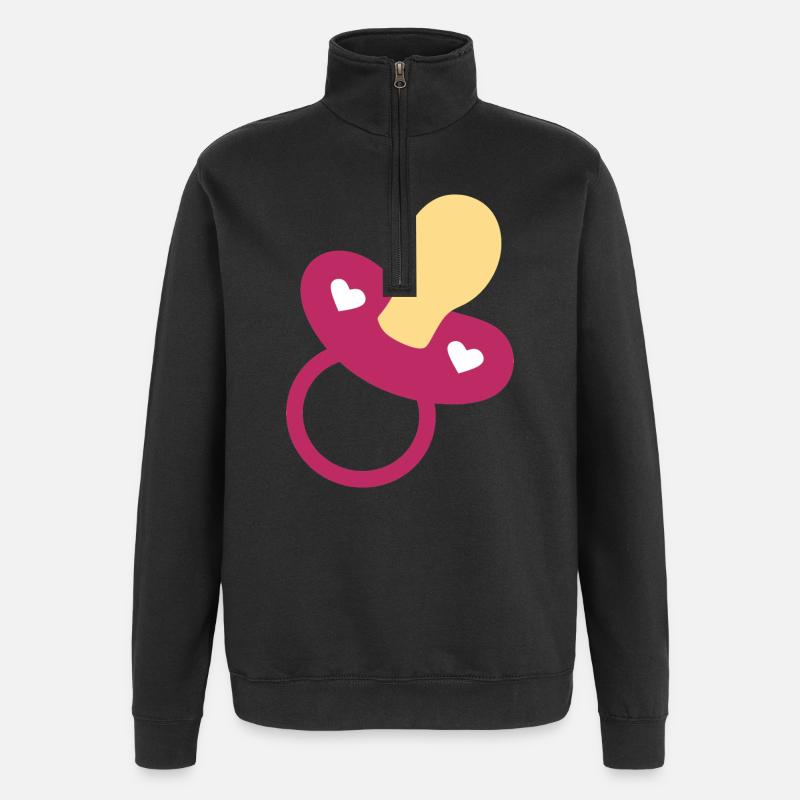 Idée cadeau naissance bébé 2025 - Sweat à zip 1/4 - noir