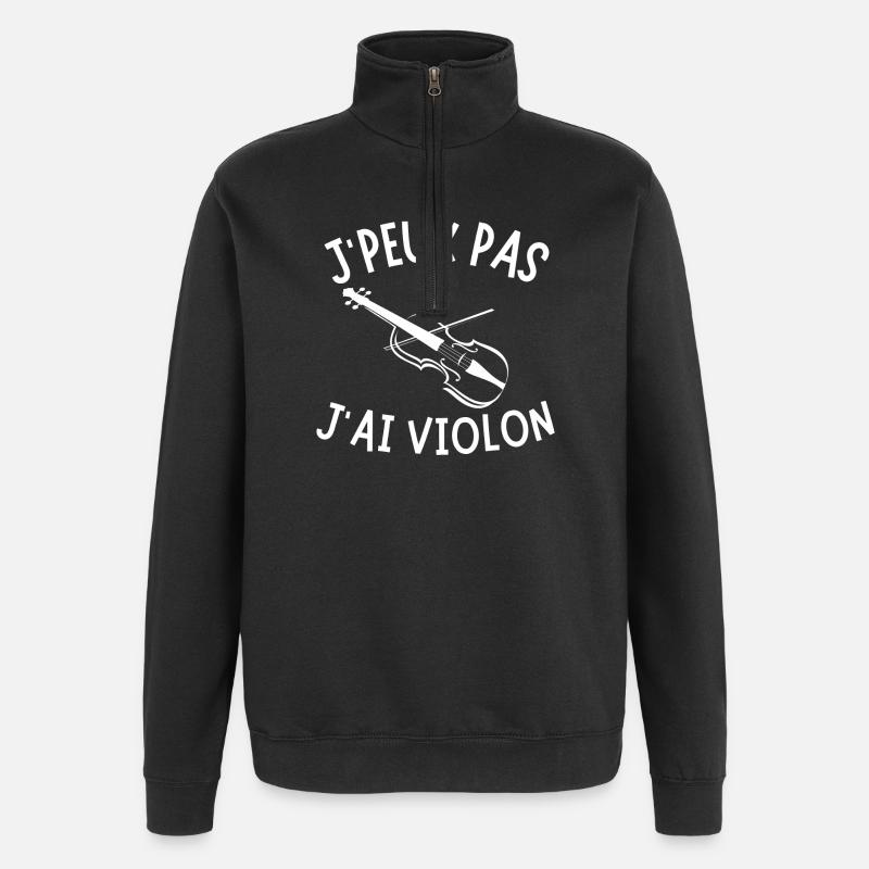 violon, violoncelle, jouer du violon - Sweat à zip 1/4 - noir
