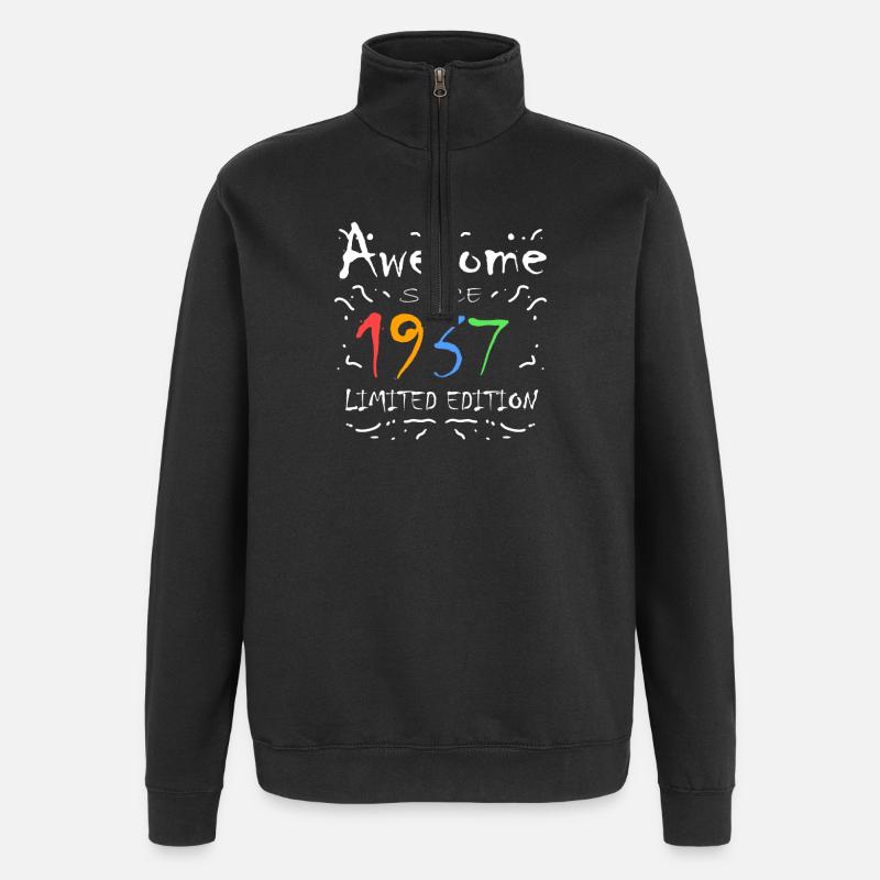 1937 - Born 1937 - Quarter-Zip Sweatshirt - black