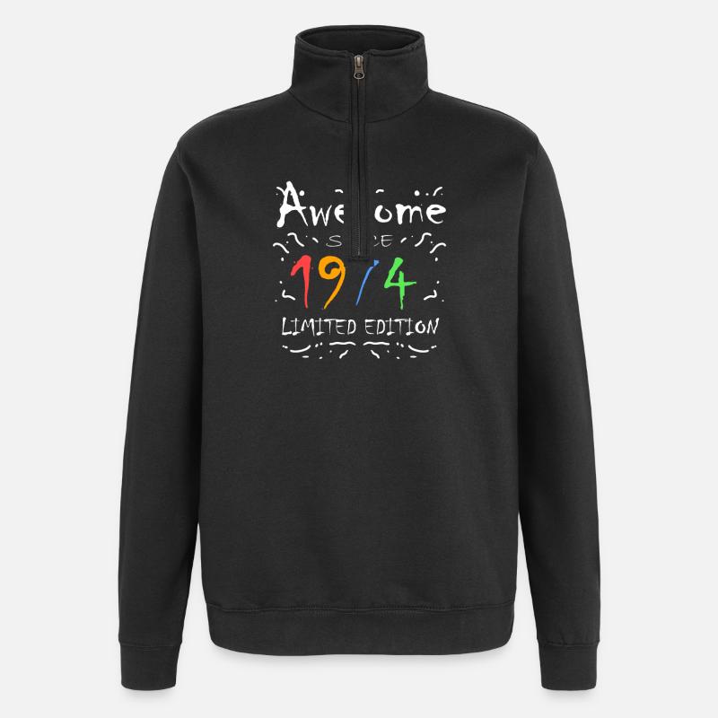 1974 - Born 1974 - Quarter-Zip Sweatshirt - black