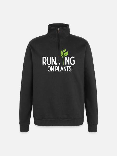 Running On Plants - Quarter-Zip Sweatshirt - black