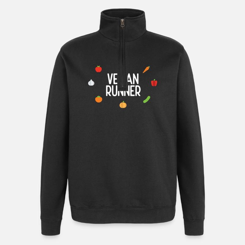 Coureur végétalien - Sweat à zip 1/4 - noir