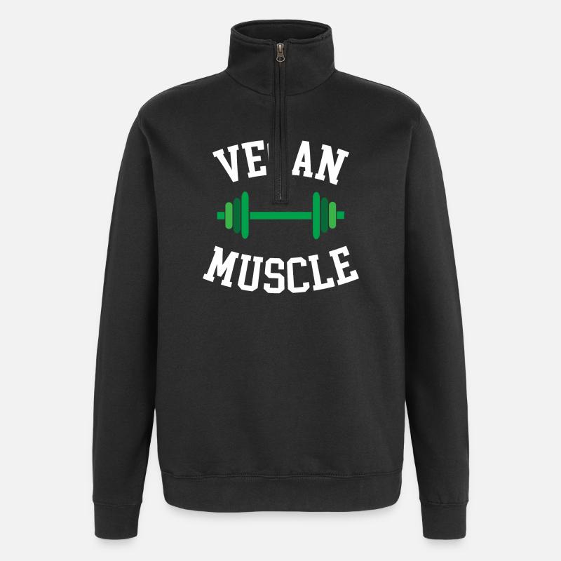 Muscle végétalien - Sweat à zip 1/4 - noir