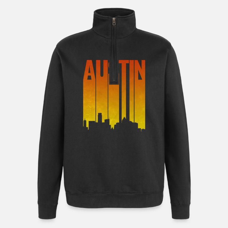Austin Skyline Abendlicht - Quarter-Zip-Sweatshirt - Schwarz