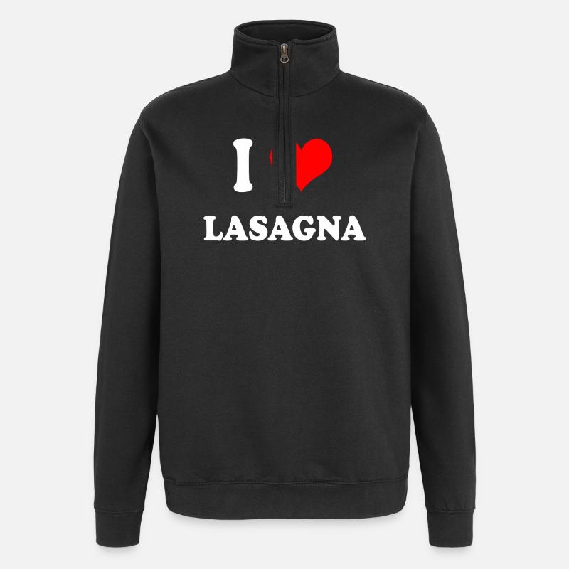 Ich liebe Lasagne - Quarter-Zip-Sweatshirt - Schwarz