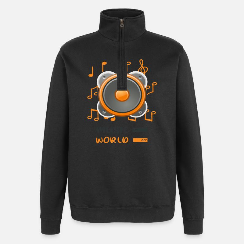 Musikbox An Welt Aus - Quarter-Zip-Sweatshirt - Schwarz