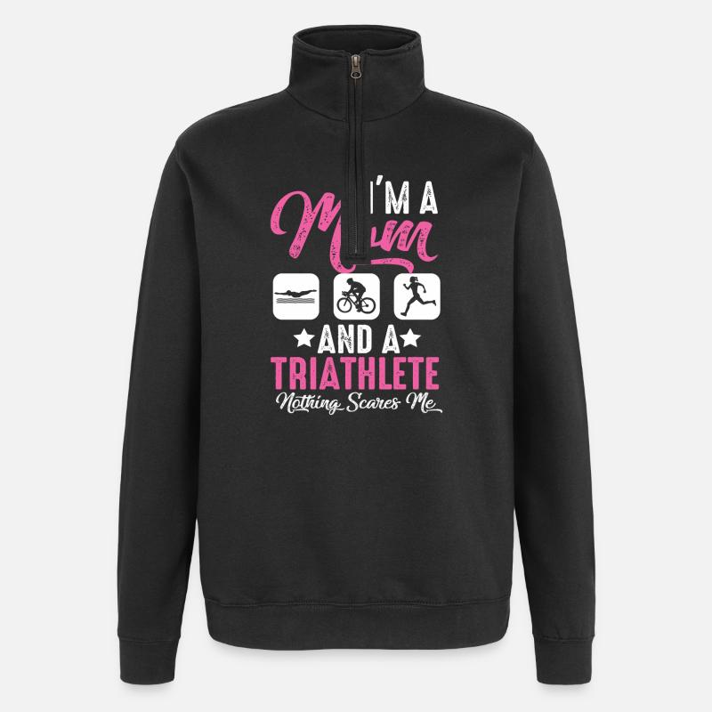 Je suis mère et triathlète - Sweat à zip 1/4 - noir