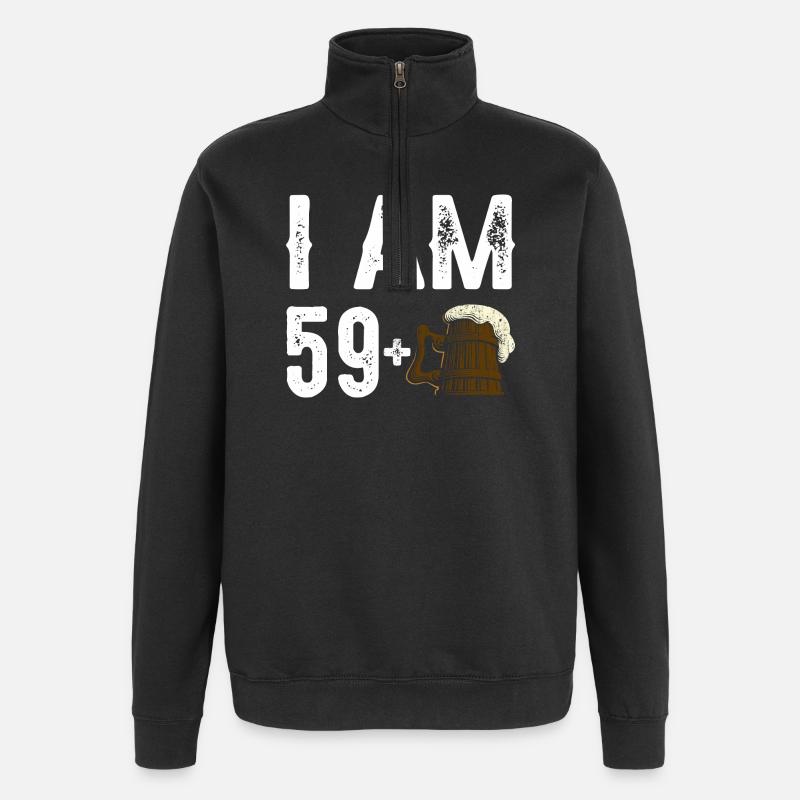 Ich bin 59+ Bier Feier - Quarter-Zip-Sweatshirt - Schwarz