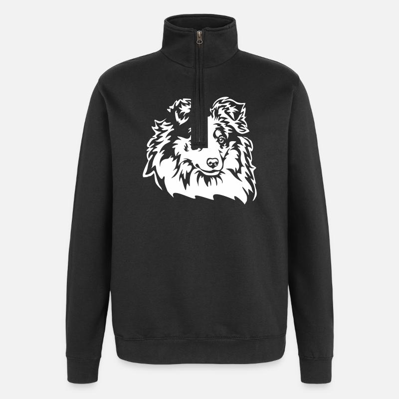 Sheltie Head « Black Edition » - Sweat à zip 1/4 - noir