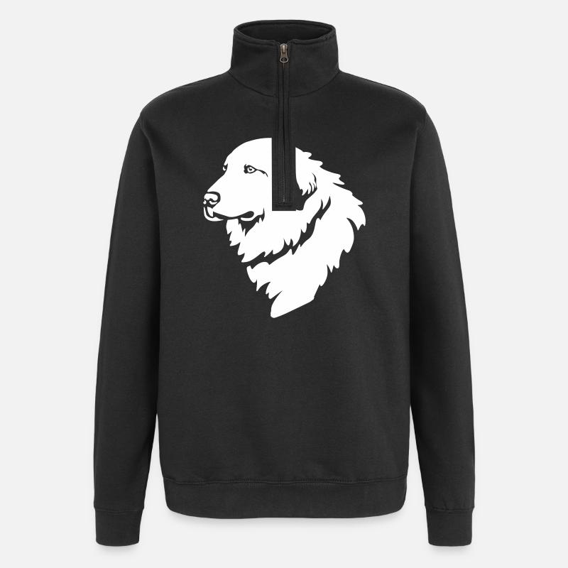 Pyrenäenberghund Kopf "Black Edition" - Quarter-Zip-Sweatshirt - Schwarz