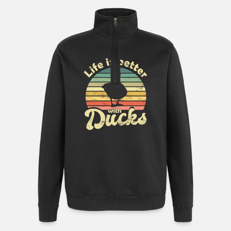 Canards canards - Sweat à zip 1/4 - noir