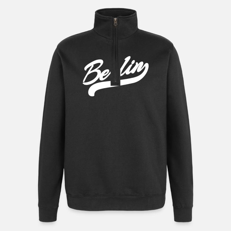 Berlin Rétro - Sweat à zip 1/4 - noir
