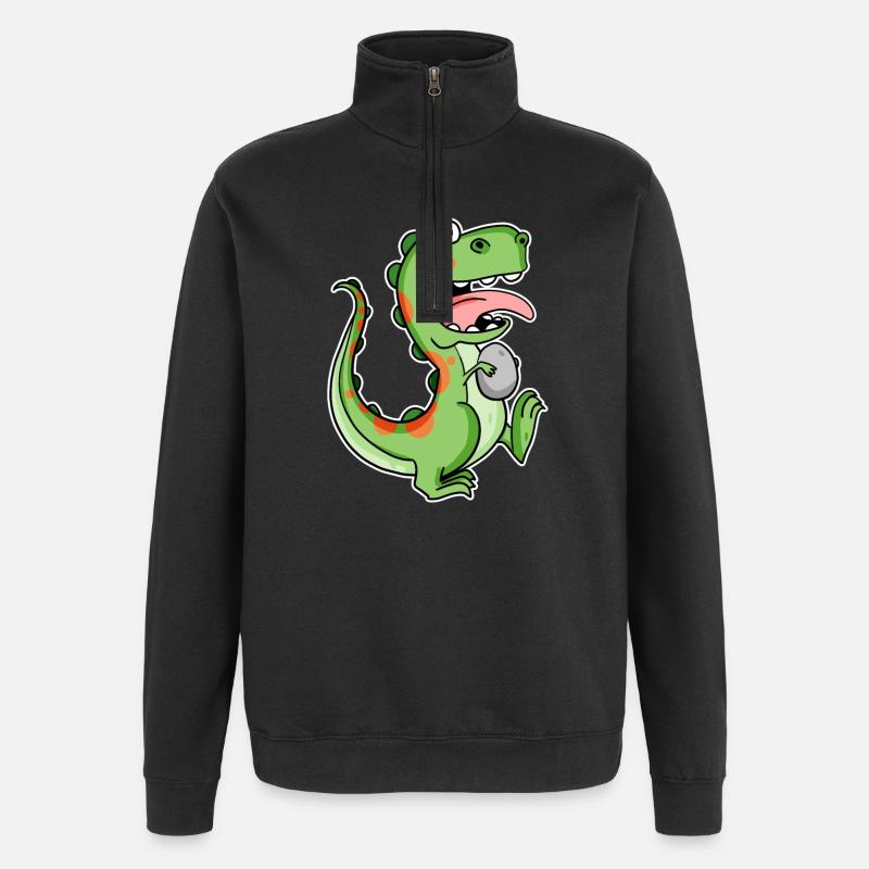 Dinosaur with Baby Dinosaur Egg - Quarter-Zip Sweatshirt - black