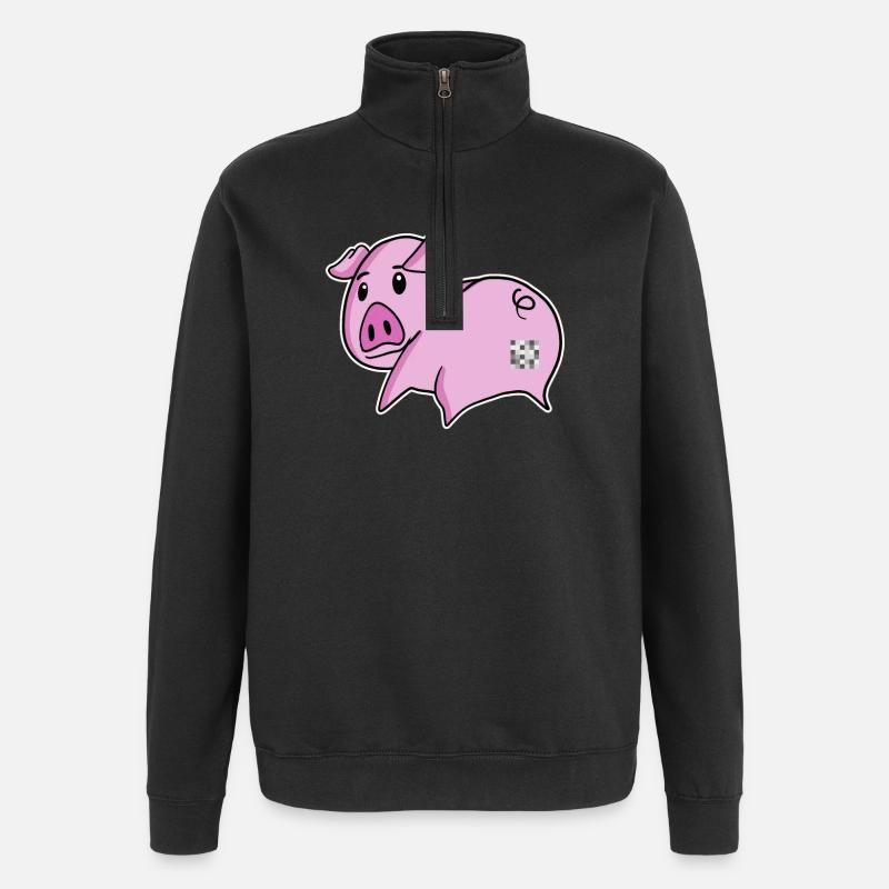 Pig Ass - Pig Butt - Sweat à zip 1/4 - noir