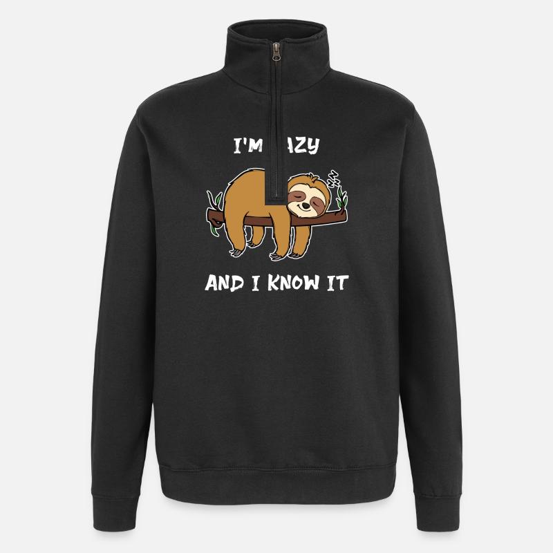 Tier Faultier Statement Faul Schlafen Dschungel - Quarter-Zip-Sweatshirt - Schwarz