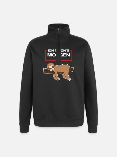 Hängematte Faultier Tier Statement Schlafen Faul - Quarter-Zip-Sweatshirt - Schwarz