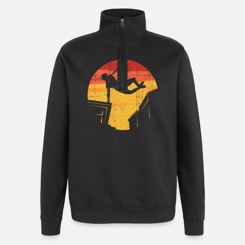 Sunset Skater Silhouette on Ramp - Quarter-Zip Sweatshirt - black