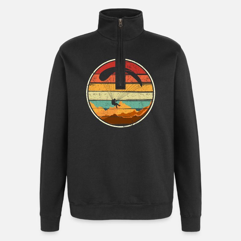Sunset Surfer Badge Circle - Quarter-Zip Sweatshirt - black