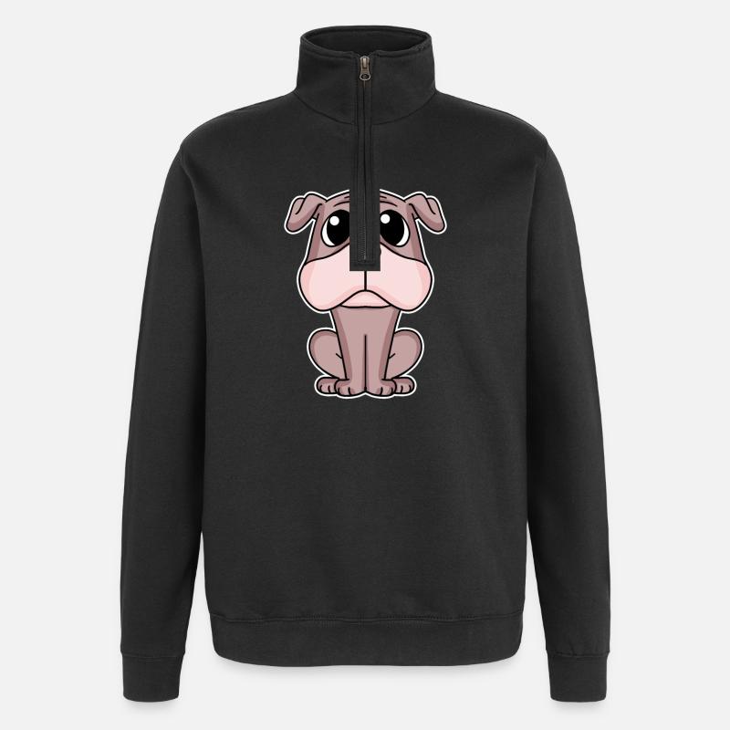 Mops Hund Hundebesitzer - Quarter-Zip-Sweatshirt - Schwarz