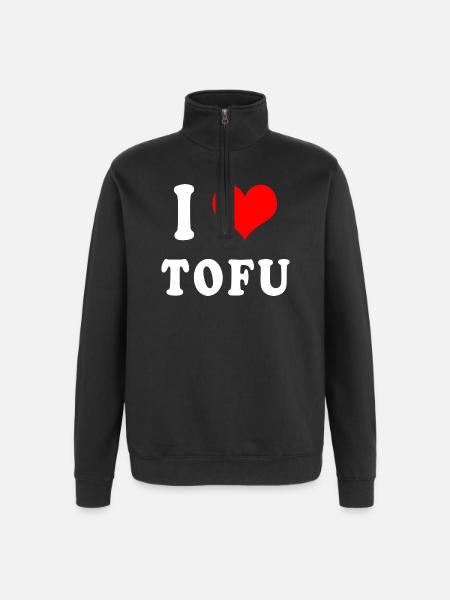 I love Tofu - Quarter-Zip Sweatshirt - black