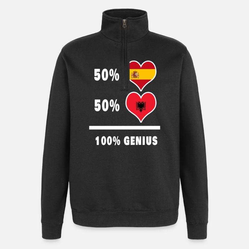 Albania and Spain genius / gift - Quarter-Zip Sweatshirt - black