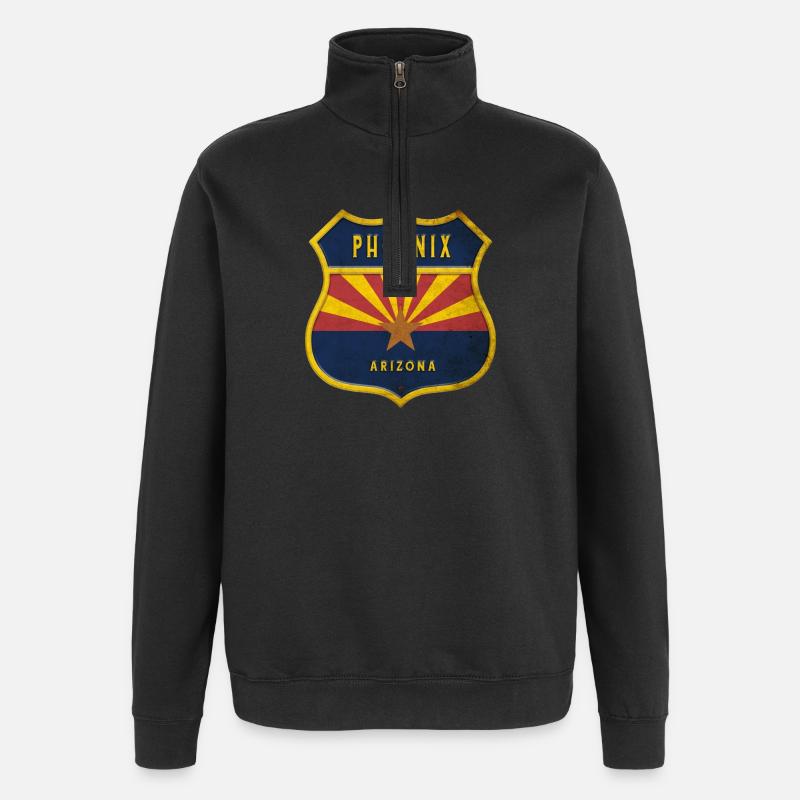 Phoenix Arizona flag crest design - Quarter-Zip Sweatshirt - black