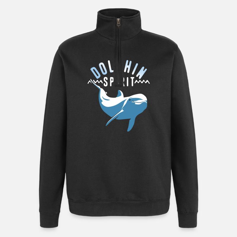 Die Seele des Delfins - Quarter-Zip-Sweatshirt - Schwarz