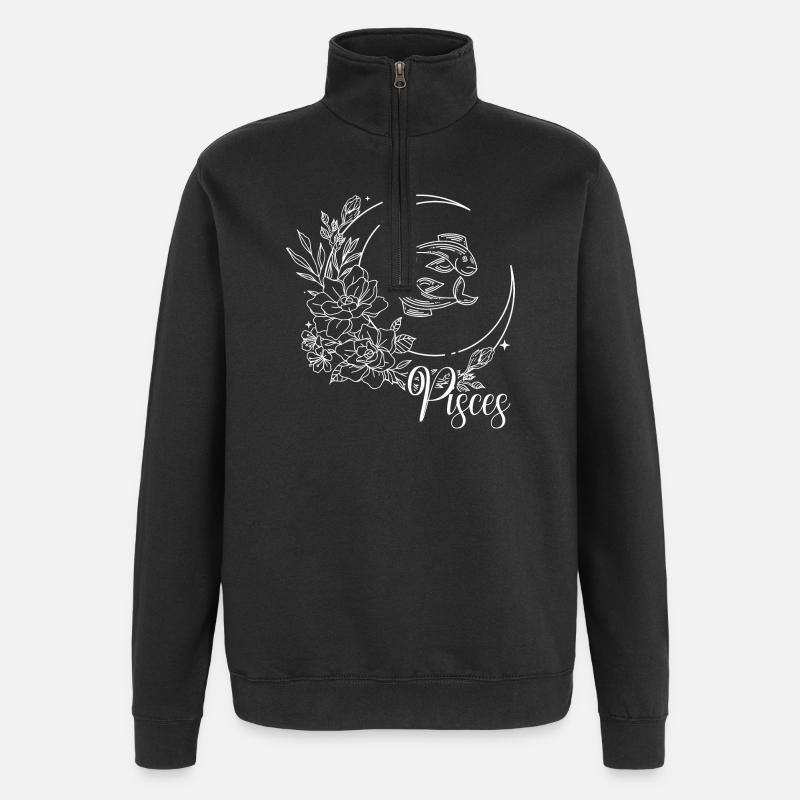 Pisces Bloom Moon - Quarter-Zip Sweatshirt - black