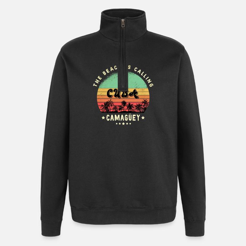 Camagüey Cuba beach design - Quarter-Zip Sweatshirt - black