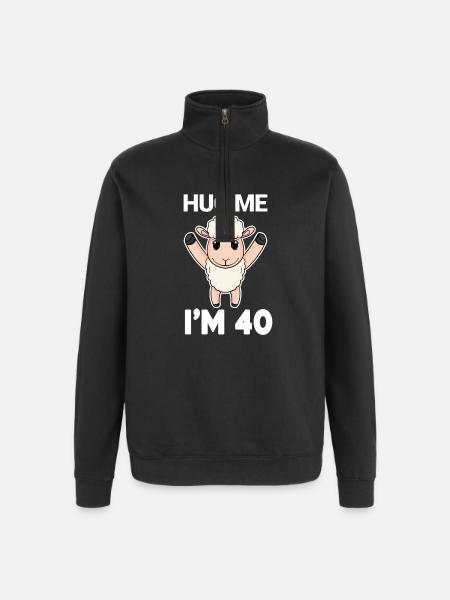 40 ans - 40 ans - câlin - Sweat à zip 1/4 - noir