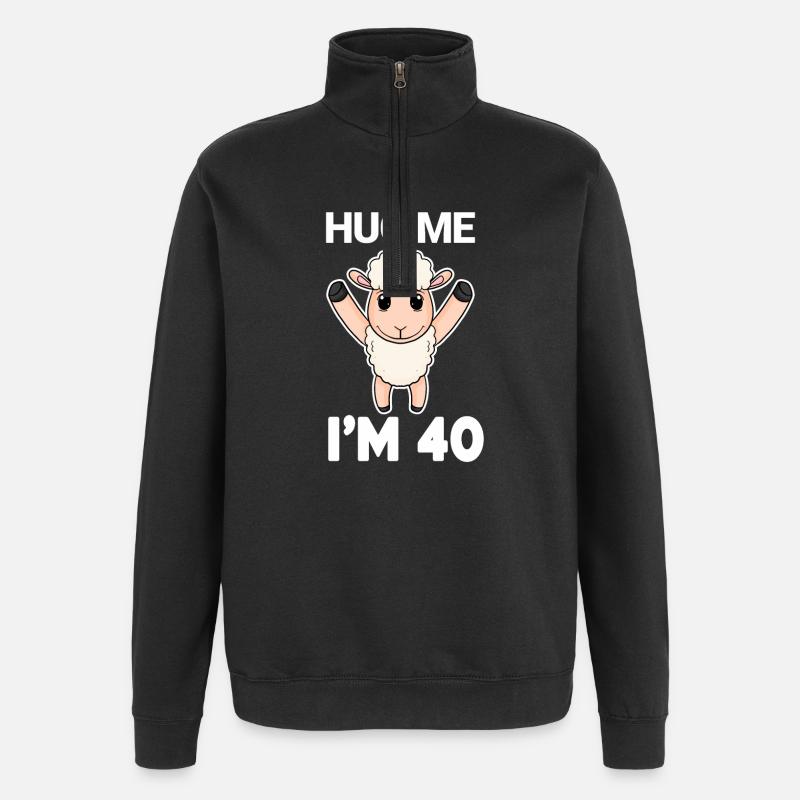 40 ans - 40 ans - câlin - Sweat à zip 1/4 - noir