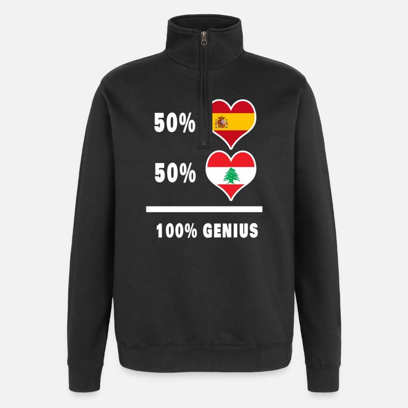 Liban et Espagne génie / cadeau - Sweat à zip 1/4 - noir