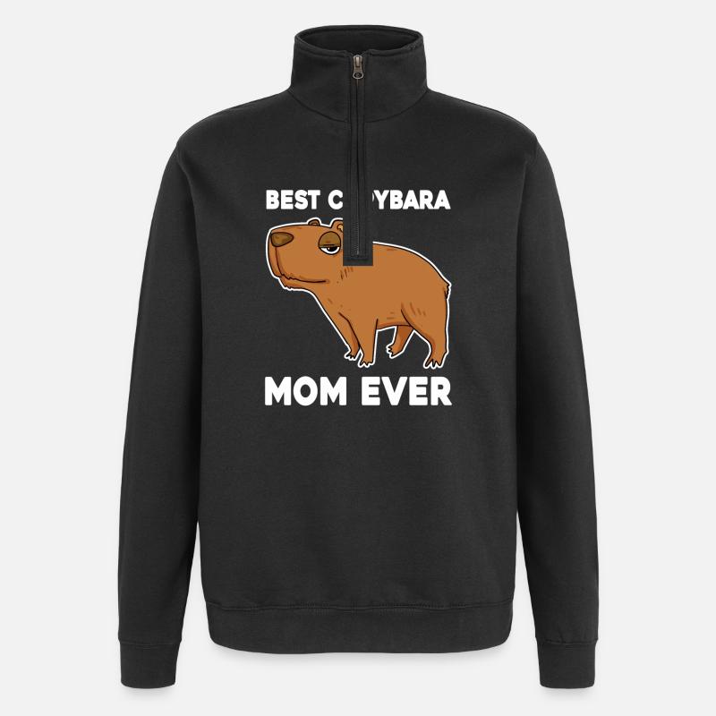 Capybara Mama Wasserschwein - Quarter-Zip Sweatshirt - black