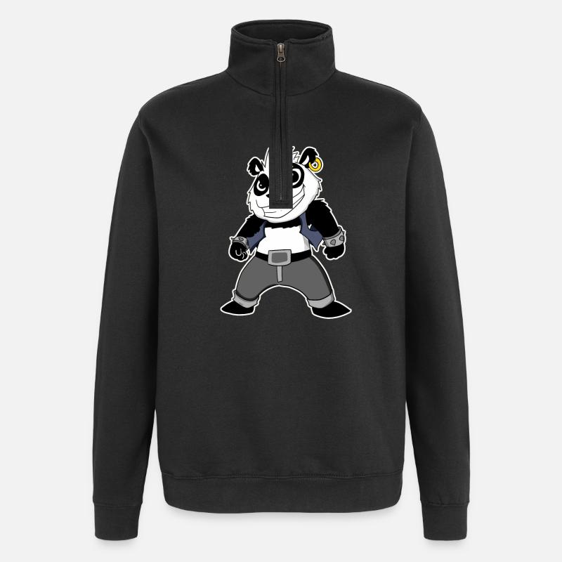Cool Panda - Sweat à zip 1/4 - noir