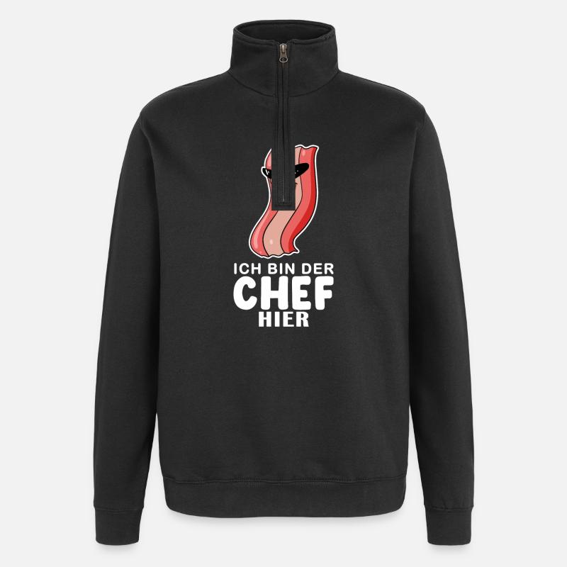 Baby Junge Lustiger Spruch Chef - Quarter-Zip-Sweatshirt - Schwarz