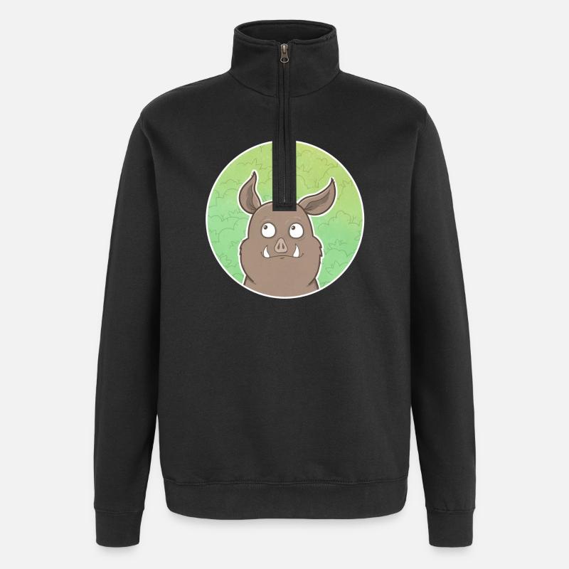 Wildschwein - Quarter-Zip-Sweatshirt - Schwarz
