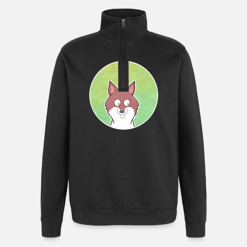 Fox - Quarter-Zip Sweatshirt - black