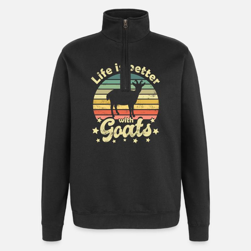 Chèvres - Sweat à zip 1/4 - noir