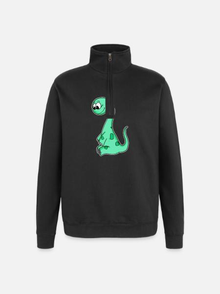 Dinosaur motif - Quarter-Zip Sweatshirt - black