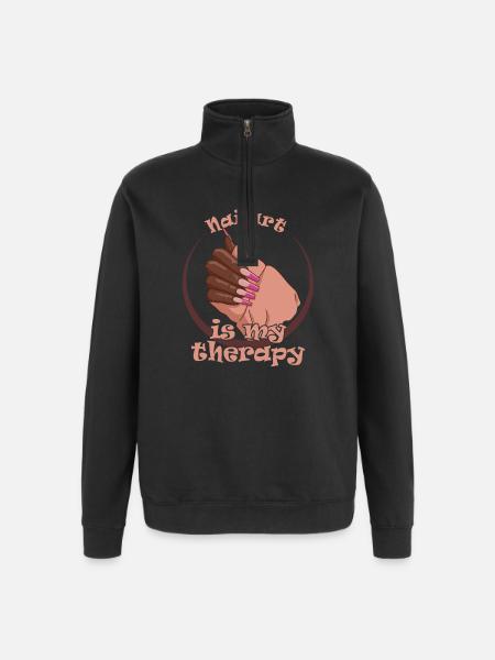 Nailart is my therapy nail technician - Quarter-Zip Sweatshirt - black